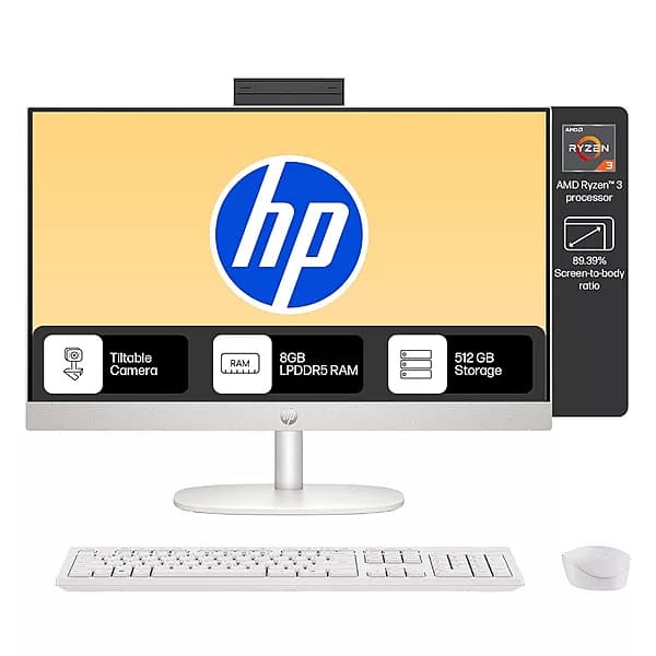 Hp 24 Inch All-in-One Desktop Ryzen3/8GB/512GB